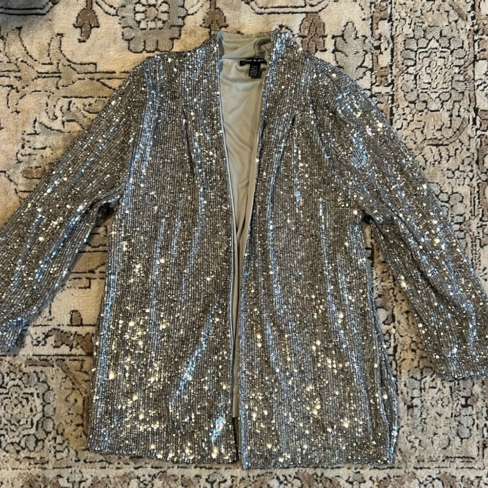 Silver sequins blazer size Large